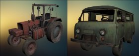 UAZ-452 и трактор UMZ