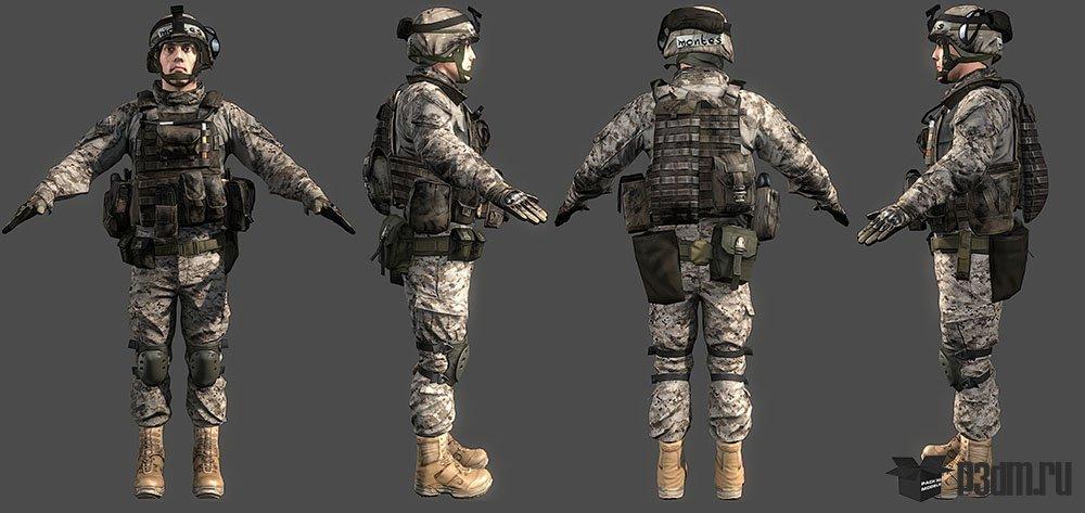 3D модель солдата из игры Battlefield 3. 